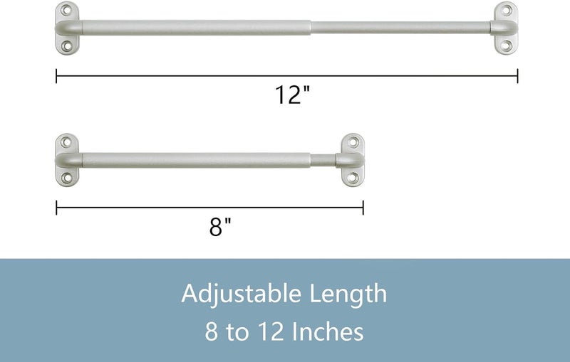 TYRON TYRON TYRON 2 Pack Screwed Sash Curtain Rod Adjustable 8-12 Inch, 3/8 In. Diameter, Mini Sidelight Window Rod (Nickel) - Image 2